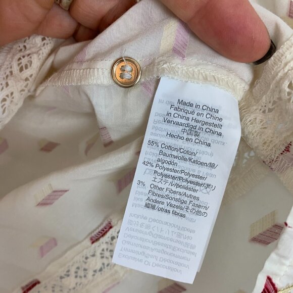 J. Crew Point Sur Cream Colored Popover Metallic Clip Dot Size Small - Picture 7 of 11